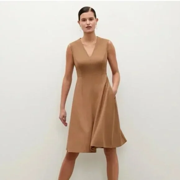 MM LaFleur Jaycie Dress in Camel Washable Wool Twill - Picture 2 of 3
